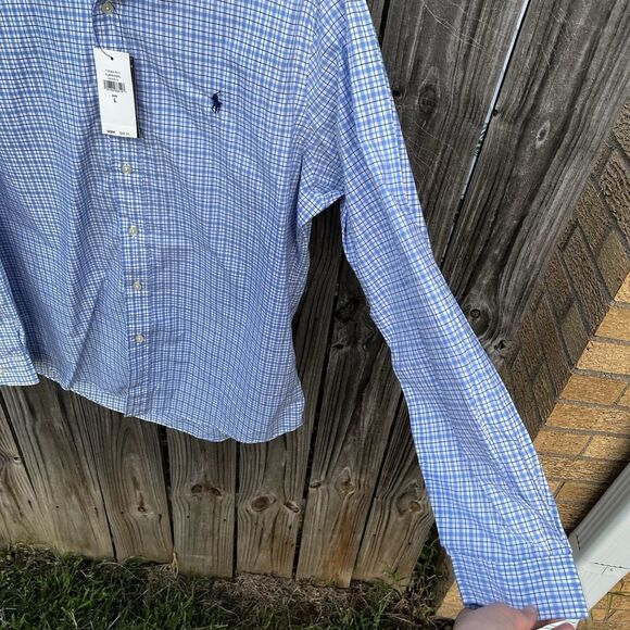 Polo Ralph Lauren Shirt Mens Large Classic Fit Gingham Plaid Blue Button Down - Picture 5 of 16